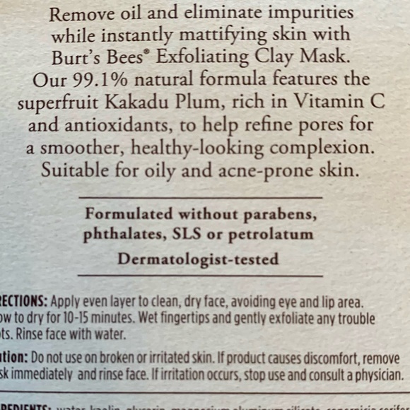 4 Burt’s Bees Exfoliating Clay Mask each tube is 057 oz. lot of 4 New in Package - Picture 6 of 7